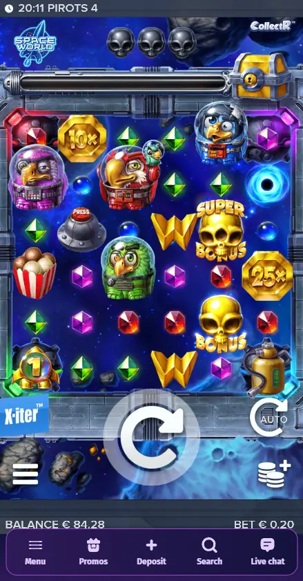 Lolly Spins Casino Pirots 4 slot by ELK Studios gameplay showing 94% RTP game