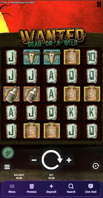 Lolly Spins Casino Wanted Dead or a Wild slot gameplay on mobile