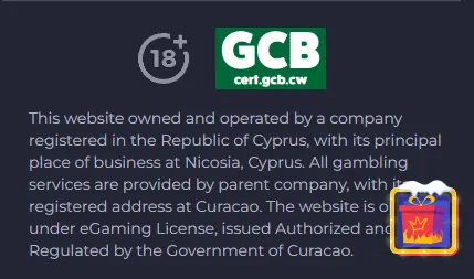 Rolling Slots Casino license information in website footer - verified January 2026