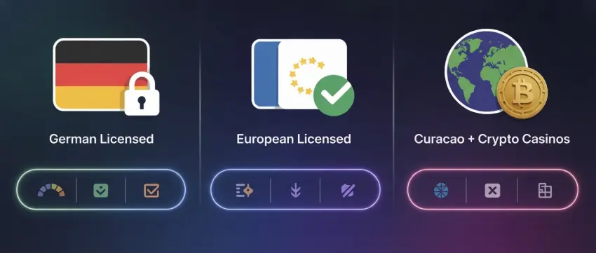 Side-by-side comparison chart of 10 casinos showing payment speeds, licensing, and English support quality
