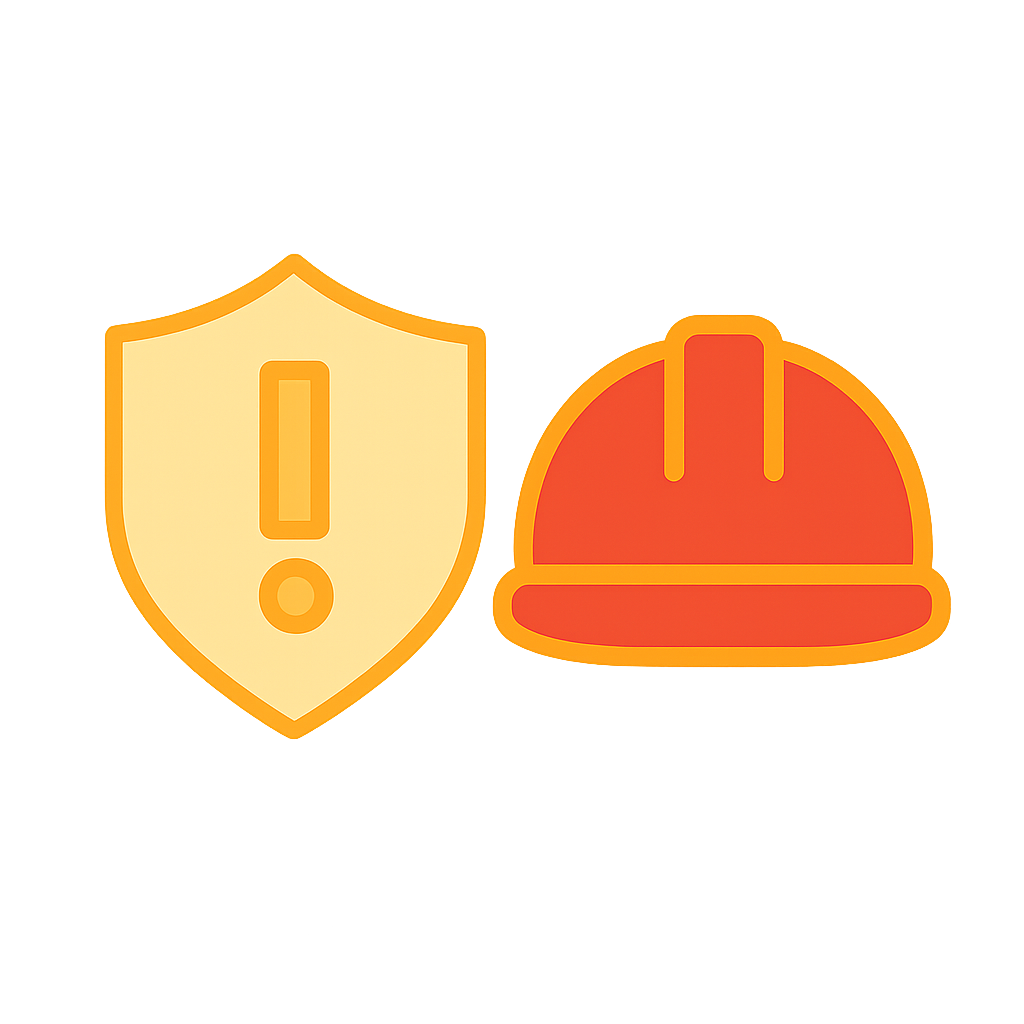 Safety shield symbol with an exclamation mark, representing the regulatory standards that licensed online casinos are required to follow