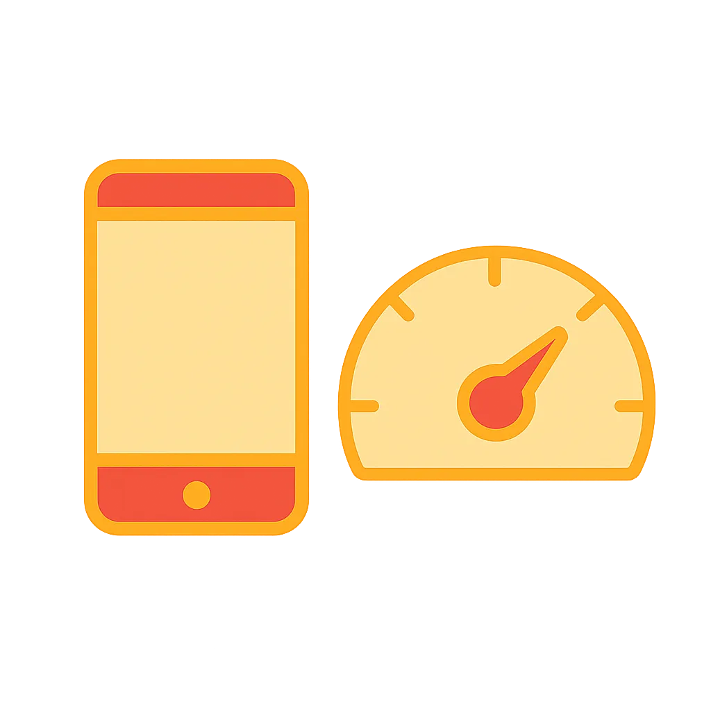 Smartphone next to a speedometer, representing fast mobile casino performance on 4G and 5G networks